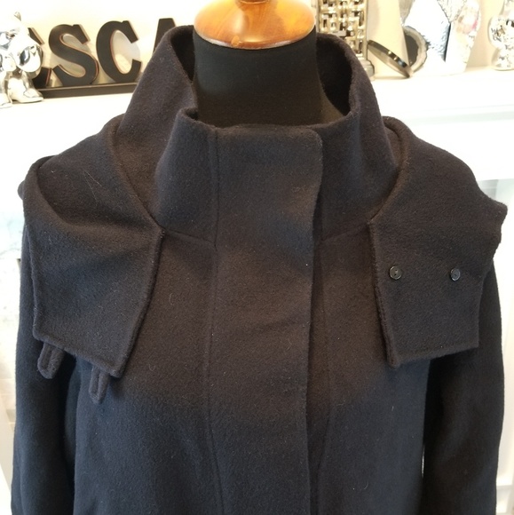 Theory Womens Wool Cashmere Duffle Coat Navy - Picture 5 of 10